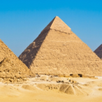 Pyramids of Giza on a clear day